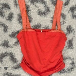 Free People orange lace cropped tank top